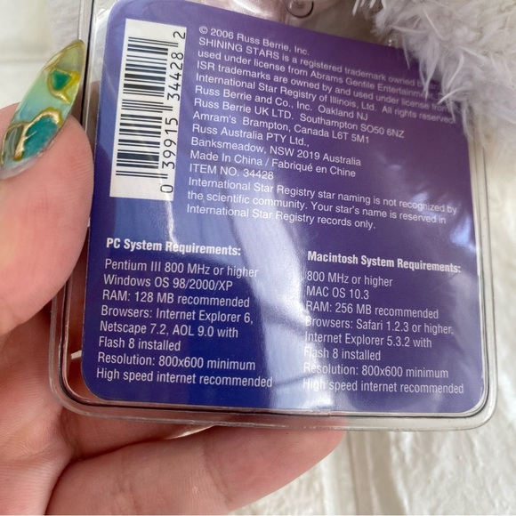 Russ Berrie Shining Stars White cat plush toy NWT code Pink Ribbon - Picture 3 of 9